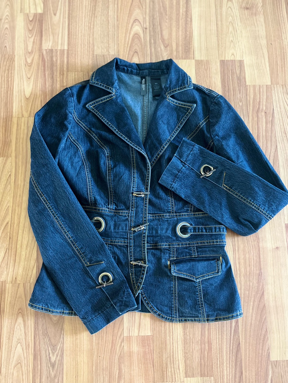 Bisou Bisou Women's Dark Blue Denim jacket with Metal Accents